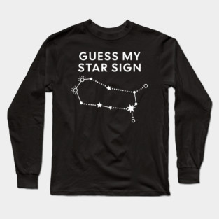 Guess My Star Sign – Gemini Zodiac, Astrology Constellation - White Print Long Sleeve T-Shirt