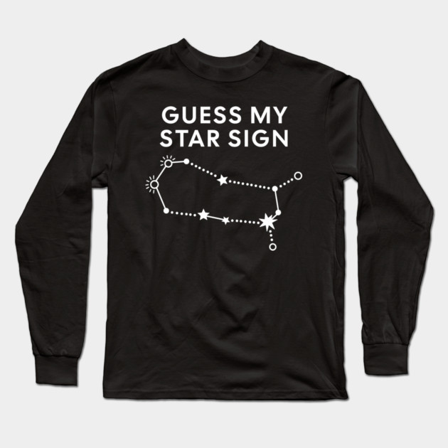 Guess My Star Sign – Gemini Zodiac, Astrology Constellation - White Print Long Sleeve T-Shirt by Designed By Marty