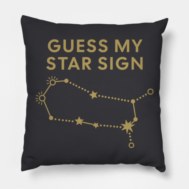 Guess My Star Sign – Gemini Zodiac, Astrology Constellation - Antique Gold Print Pillow by Designed By Marty