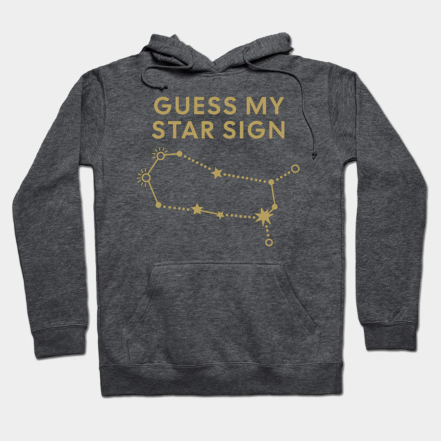 Guess My Star Sign – Gemini Zodiac, Astrology Constellation - Antique Gold Print Hoodie by Designed By Marty