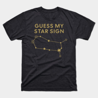 Guess My Star Sign – Gemini Zodiac, Astrology Constellation - Antique Gold Print T-Shirt