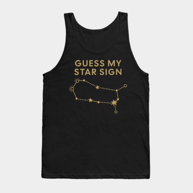 Guess My Star Sign – Gemini Zodiac, Astrology Constellation - Antique Gold Print Tank Top by Designed By Marty