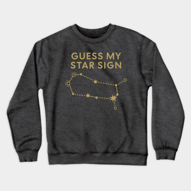 Guess My Star Sign – Gemini Zodiac, Astrology Constellation - Antique Gold Print Crewneck Sweatshirt by Designed By Marty