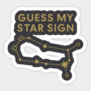 Guess My Star Sign – Gemini Zodiac, Astrology Constellation - Antique Gold Print Sticker
