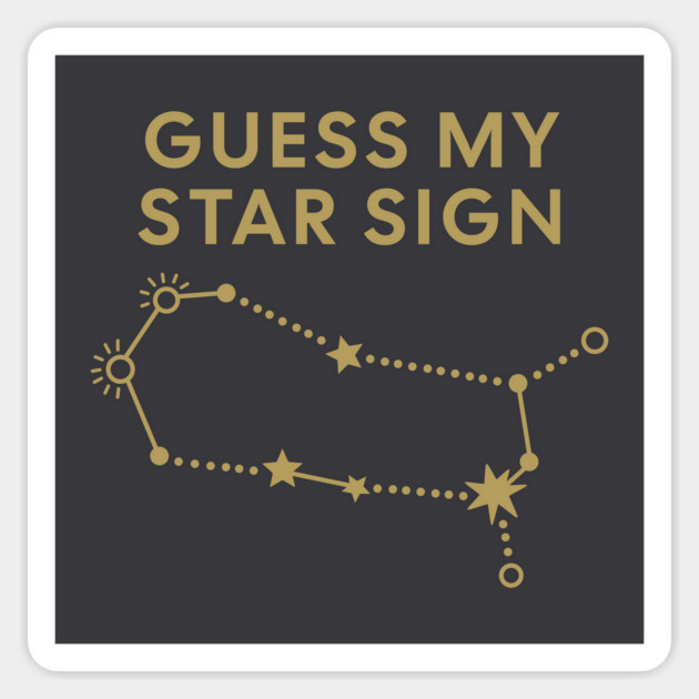Guess My Star Sign – Gemini Zodiac, Astrology Constellation - Antique Gold Print Magnet by Designed By Marty