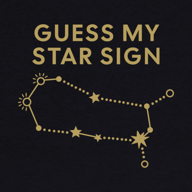 Guess My Star Sign – Gemini Zodiac, Astrology Constellation - Antique Gold Print by Designed By Marty