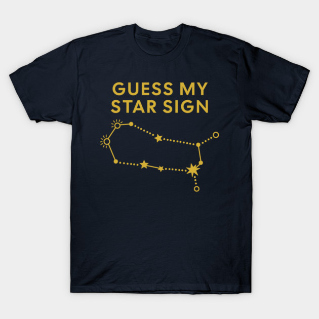 Guess My Star Sign – Gemini Zodiac, Astrology Constellation - Classic Gold Print T-Shirt by Designed By Marty