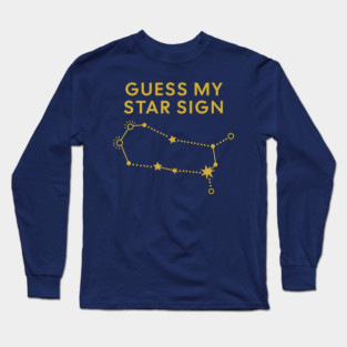 Guess My Star Sign – Gemini Zodiac, Astrology Constellation - Classic Gold Print Long Sleeve T-Shirt