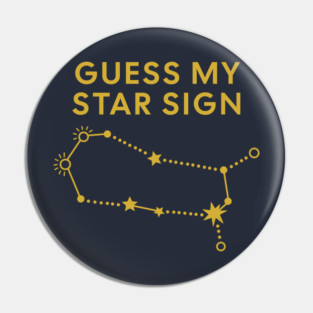 Guess My Star Sign – Gemini Zodiac, Astrology Constellation - Classic Gold Print Pin