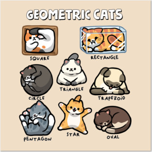 Geometric Cats Posters and Art