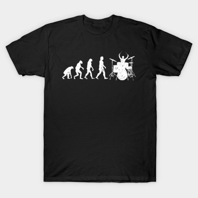 Drumming Evolution Funny Drummer T-Shirt by yangho