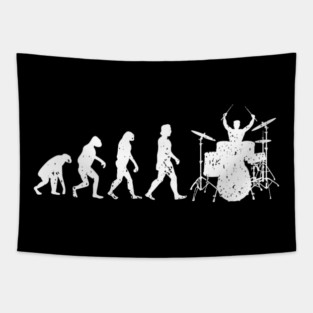 Drumming Evolution Funny Drummer Tapestry
