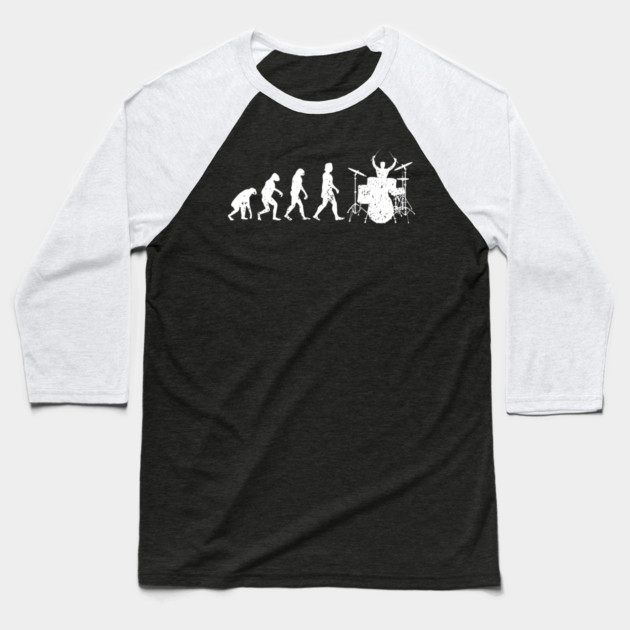Drumming Evolution Funny Drummer Baseball T-Shirt by yangho