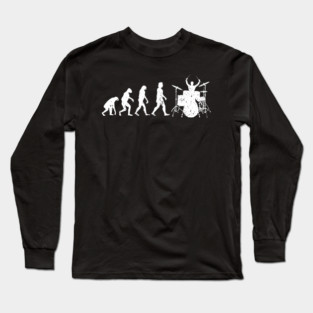 Drumming Evolution Funny Drummer Long Sleeve T-Shirt