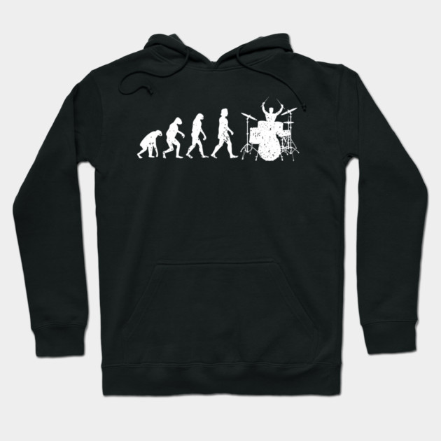 Drumming Evolution Funny Drummer Hoodie by yangho