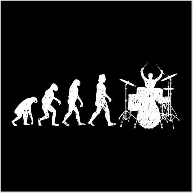 Drumming Evolution Funny Drummer Wall Art by yangho