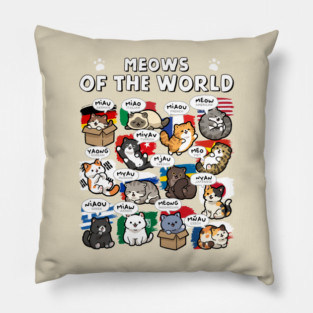 Meows Of The World Pillow