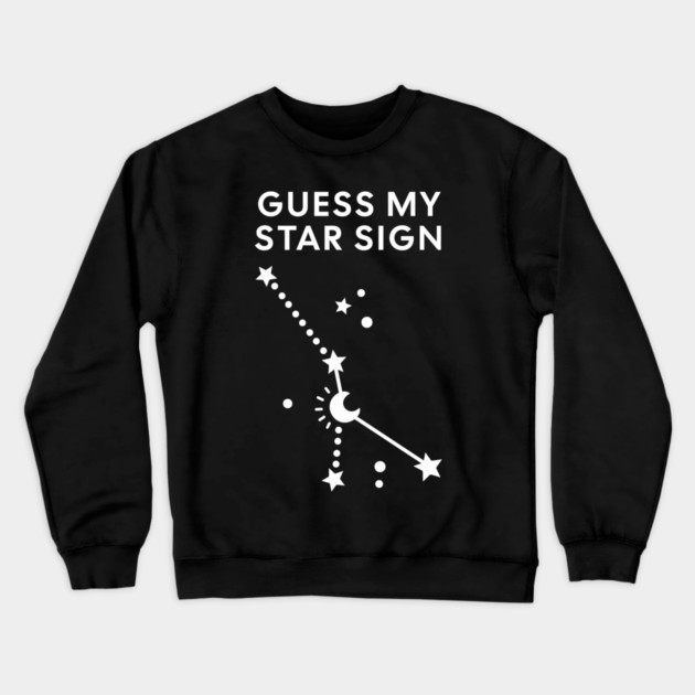 Guess My Star Sign – Cancer Zodiac, Astrology Constellation - White Print Crewneck Sweatshirt by Designed By Marty