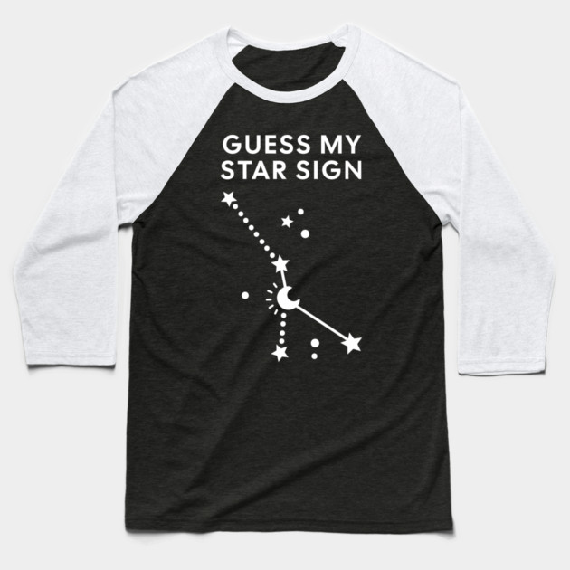 Guess My Star Sign – Cancer Zodiac, Astrology Constellation - White Print Baseball T-Shirt by Designed By Marty