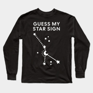 Guess My Star Sign – Cancer Zodiac, Astrology Constellation - White Print Long Sleeve T-Shirt