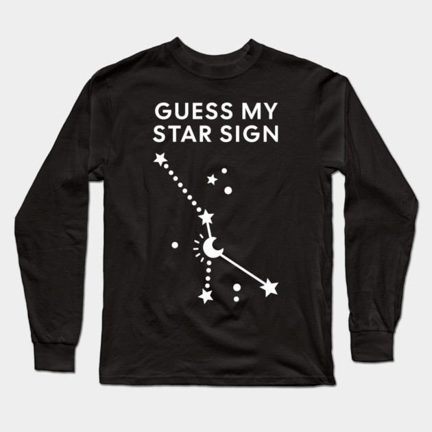 Guess My Star Sign – Cancer Zodiac, Astrology Constellation - White Print Long Sleeve T-Shirt by Designed By Marty
