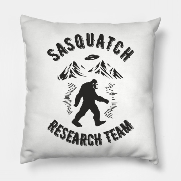 Sasquatch Research Team Hiking Squad Pillow by Anticorporati