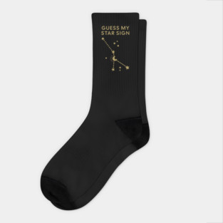Guess My Star Sign – Cancer Zodiac, Astrology Constellation - Antique Gold Print Socks