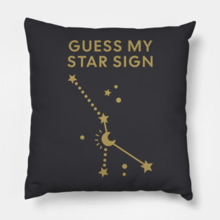 Guess My Star Sign – Cancer Zodiac, Astrology Constellation - Antique Gold Print Pillow