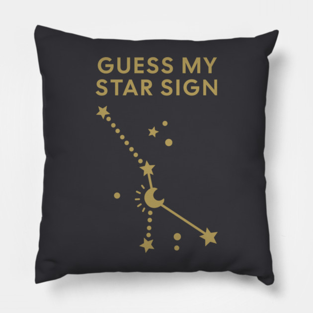 Guess My Star Sign – Cancer Zodiac, Astrology Constellation - Antique Gold Print Pillow by Designed By Marty