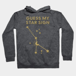 Guess My Star Sign – Cancer Zodiac, Astrology Constellation - Antique Gold Print Hoodie