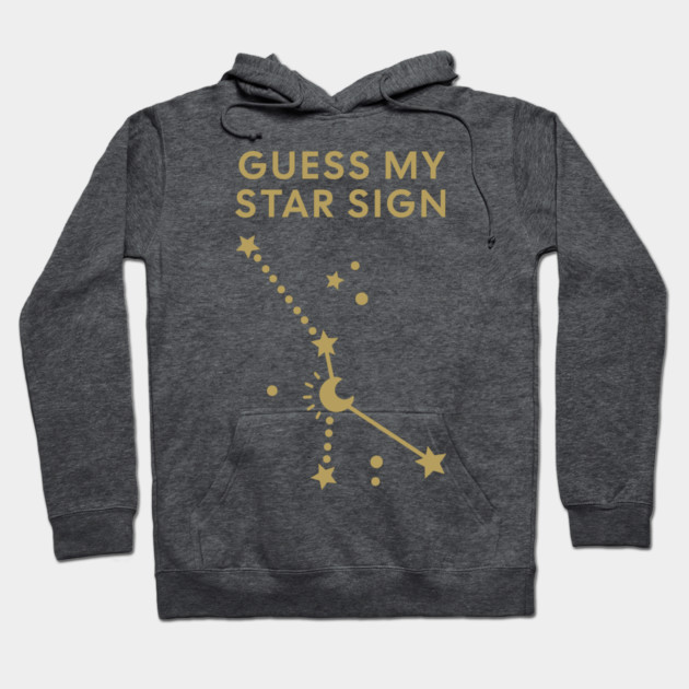 Guess My Star Sign – Cancer Zodiac, Astrology Constellation - Antique Gold Print Hoodie by Designed By Marty