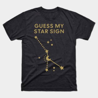 Guess My Star Sign – Cancer Zodiac, Astrology Constellation - Antique Gold Print T-Shirt