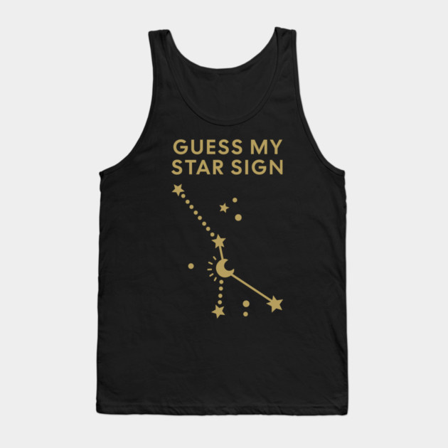 Guess My Star Sign – Cancer Zodiac, Astrology Constellation - Antique Gold Print Tank Top by Designed By Marty