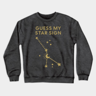 Guess My Star Sign – Cancer Zodiac, Astrology Constellation - Antique Gold Print Crewneck Sweatshirt