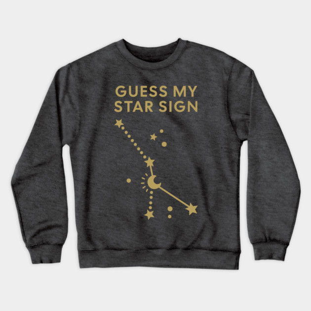 Guess My Star Sign – Cancer Zodiac, Astrology Constellation - Antique Gold Print Crewneck Sweatshirt by Designed By Marty
