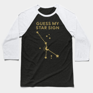 Guess My Star Sign – Cancer Zodiac, Astrology Constellation - Antique Gold Print Baseball T-Shirt