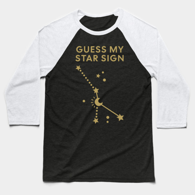 Guess My Star Sign – Cancer Zodiac, Astrology Constellation - Antique Gold Print Baseball T-Shirt by Designed By Marty