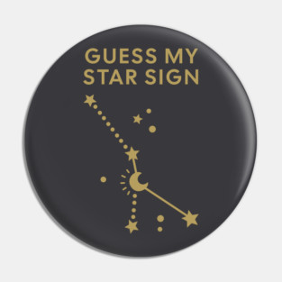 Guess My Star Sign – Cancer Zodiac, Astrology Constellation - Antique Gold Print Pin