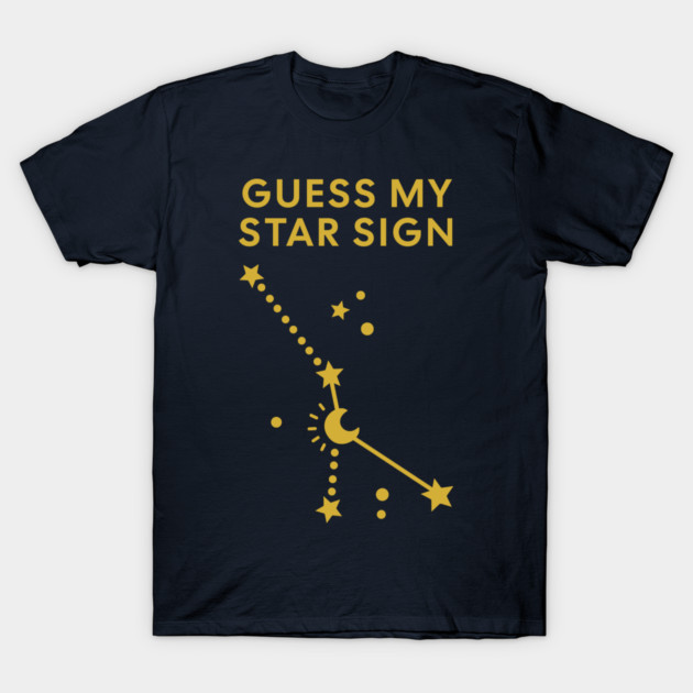 Guess My Star Sign – Cancer Zodiac, Astrology Constellation - Classic Gold Print T-Shirt by Designed By Marty