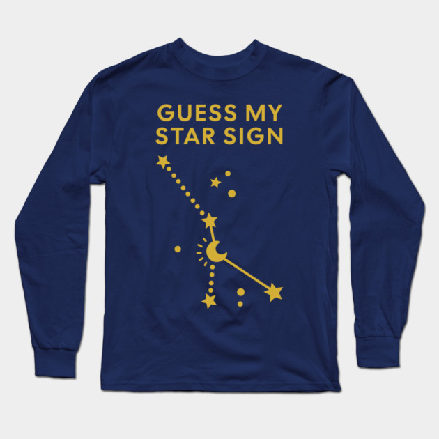 Guess My Star Sign – Cancer Zodiac, Astrology Constellation - Classic Gold Print Long Sleeve T-Shirt by Designed By Marty