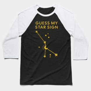 Guess My Star Sign – Cancer Zodiac, Astrology Constellation - Classic Gold Print Baseball T-Shirt