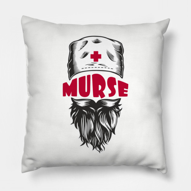 Murse Male Nurse Funny Medical Humor Pun Pillow by Anticorporati