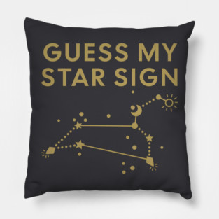Guess My Star Sign – Leo Zodiac, Astrology Constellation - Antique Gold Print Pillow
