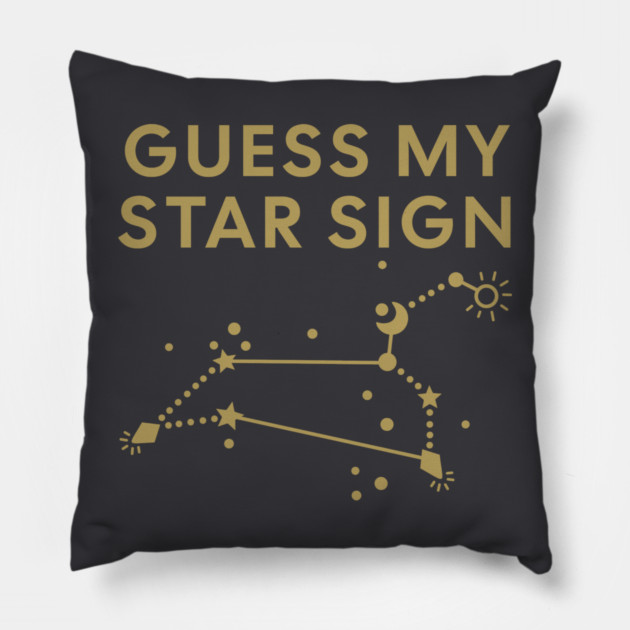 Guess My Star Sign – Leo Zodiac, Astrology Constellation - Antique Gold Print Pillow by Designed By Marty
