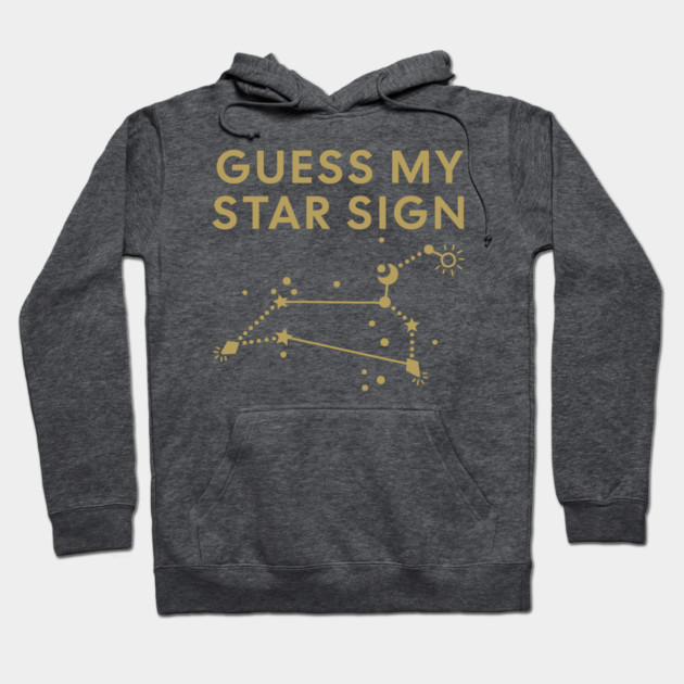 Guess My Star Sign – Leo Zodiac, Astrology Constellation - Antique Gold Print Hoodie by Designed By Marty