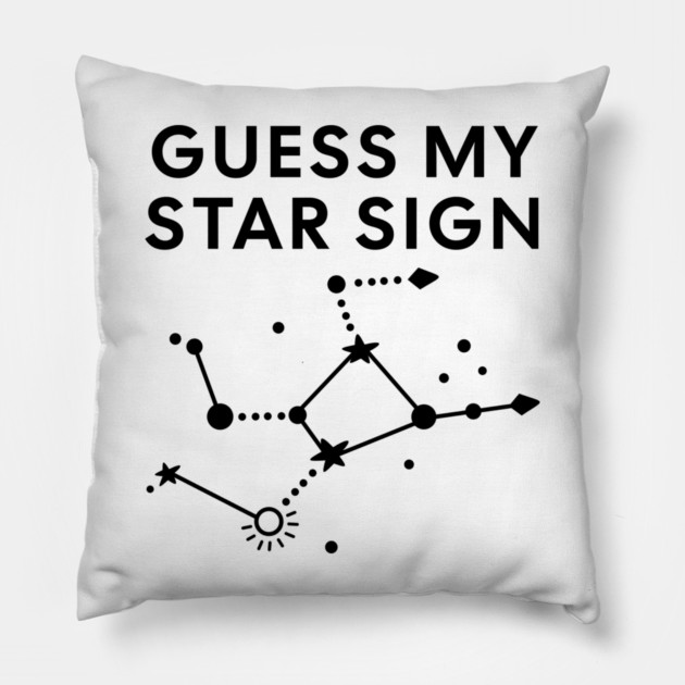 Guess My Star Sign – Virgo Zodiac, Astrology Constellation - Black Print Pillow by Designed By Marty