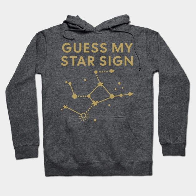 Guess My Star Sign – Virgo Zodiac, Astrology Constellation - Antique Gold Print Hoodie by Designed By Marty