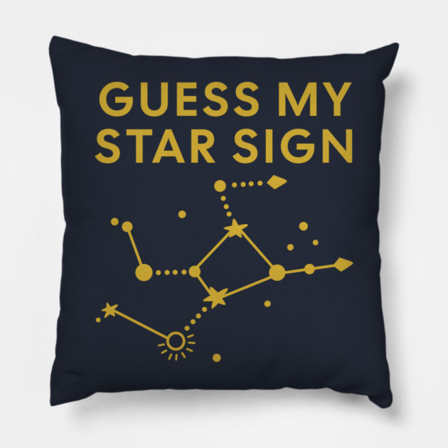 Guess My Star Sign – Virgo Zodiac, Astrology Constellation - Classic Gold Print Pillow by Designed By Marty