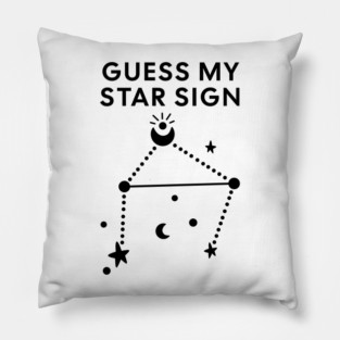 Guess My Star Sign – Libra Zodiac, Astrology Constellation - Black Print Pillow