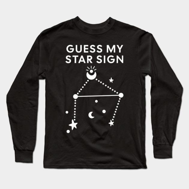 Guess My Star Sign – Libra Zodiac, Astrology Constellation - White Print Long Sleeve T-Shirt by Designed By Marty